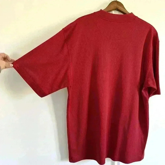 Wisconsin Badgers Cutter Buck Red Mock Neck Shirt Short Sleeve University XL Men - Picture 6 of 12